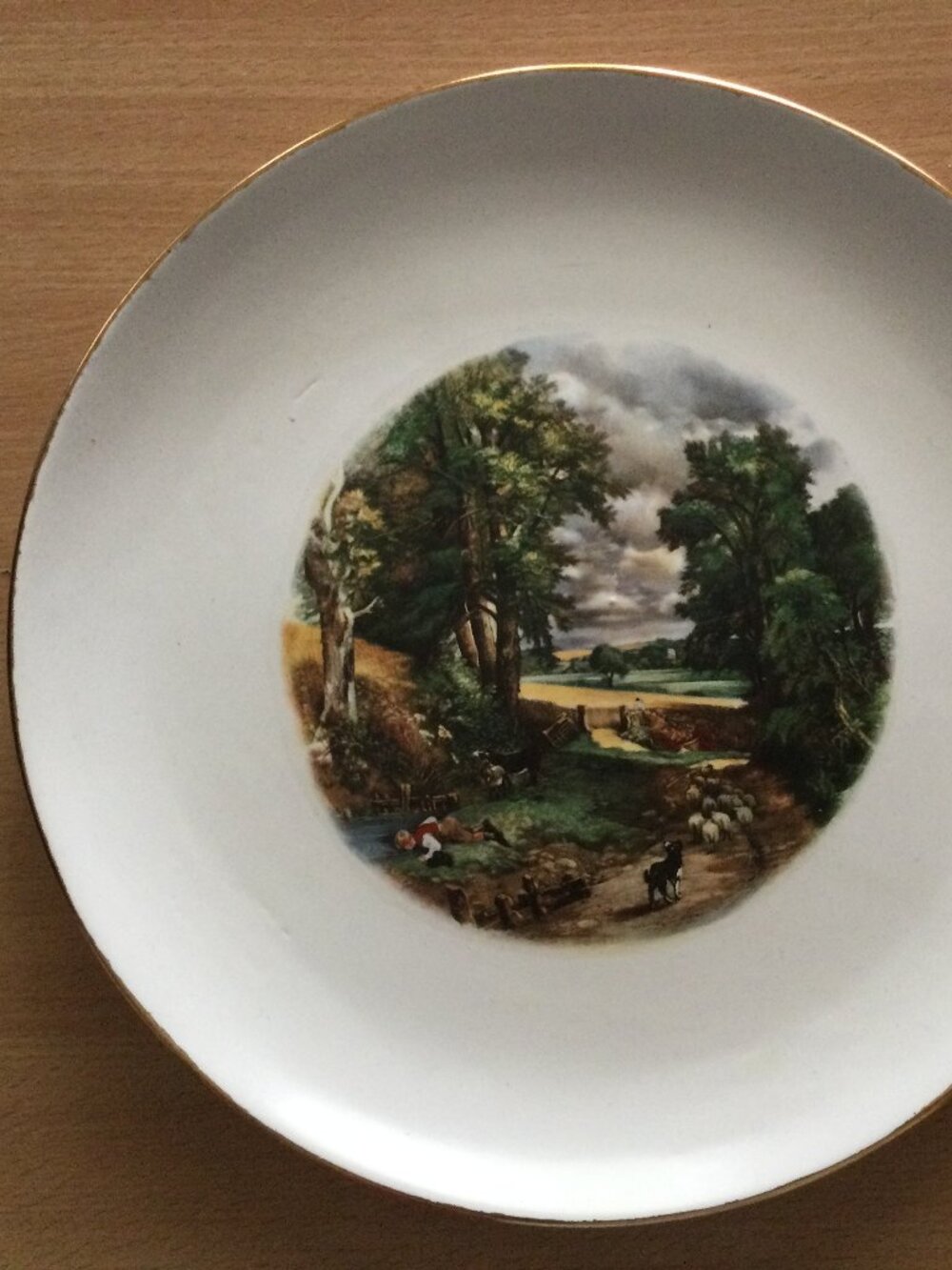Vintage Zale “Pastoral Landscape” Decorative Plate – Gold Rim- 10.5"